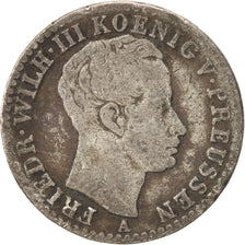 German States, PRUSSIA, Friedrich Wilhelm III, 1/6 Thaler, 1822, VF(20-25),KM411