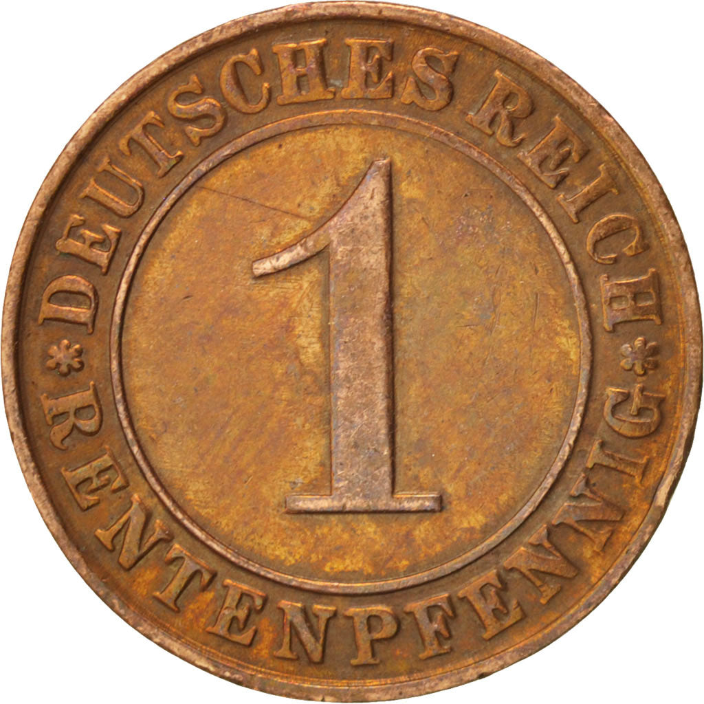 GERMANY, WEIMAR REPUBLIC, Rentenpfennig, 1923, Karlsruhe, EF(40-45), Bronze,KM30