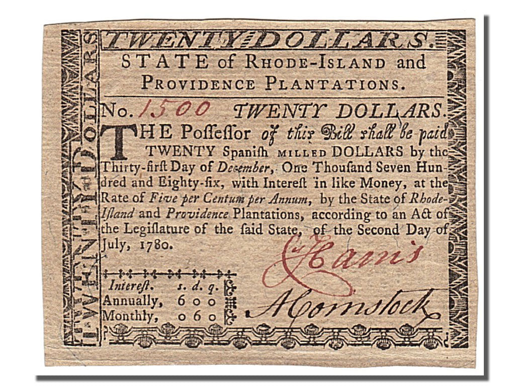 United States, 20 Dollars, 1780, 1780-07-02, UNC(60-62)