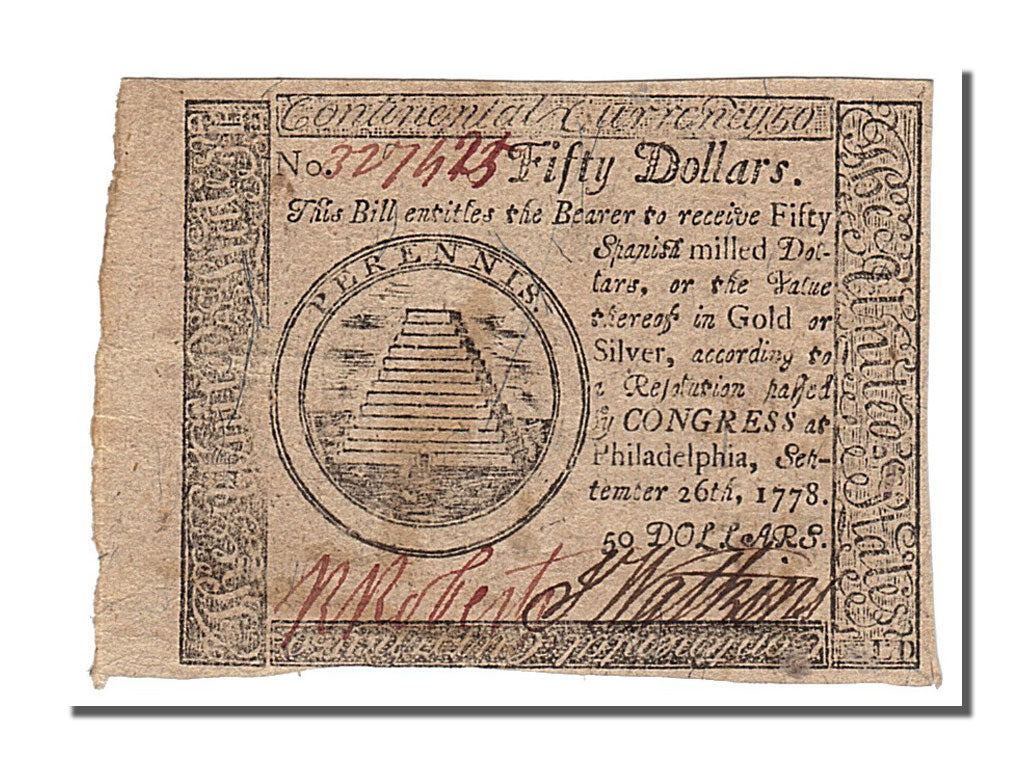 United States, 50 Dollars, 1778, 1778-09-26, EF(40-45)