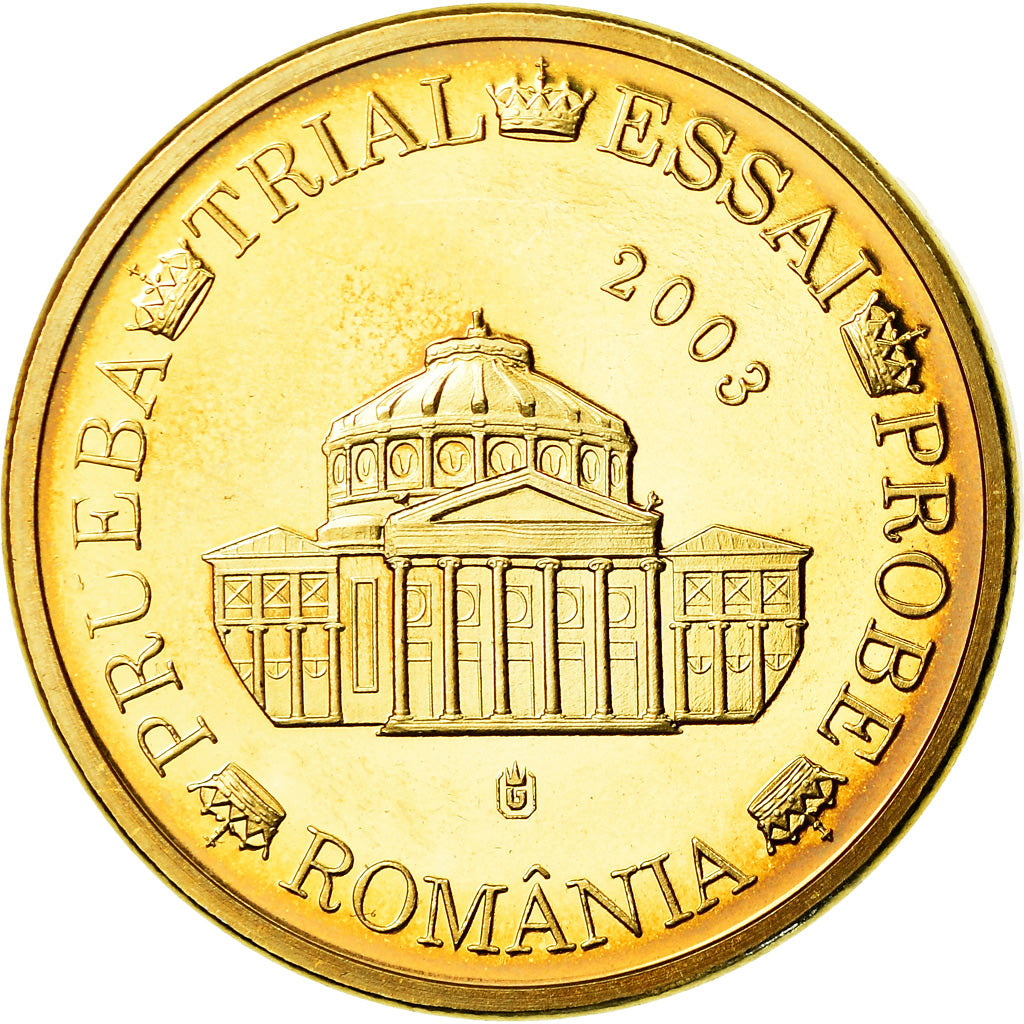 Romania, Medal, 10 C, Essai-Trial, 2003, MS(65-70), Copper-Nickel Gilt