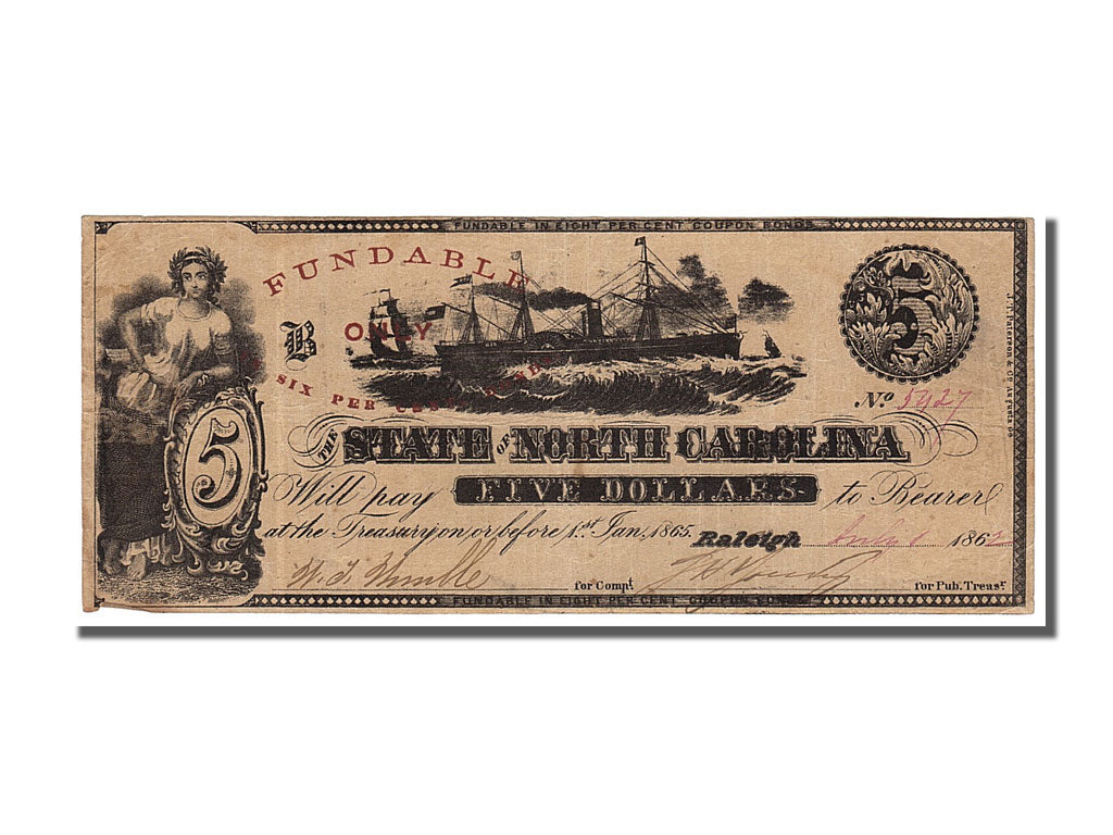 Banconote, Stati Uniti, 5 Dollars, 1862, BB