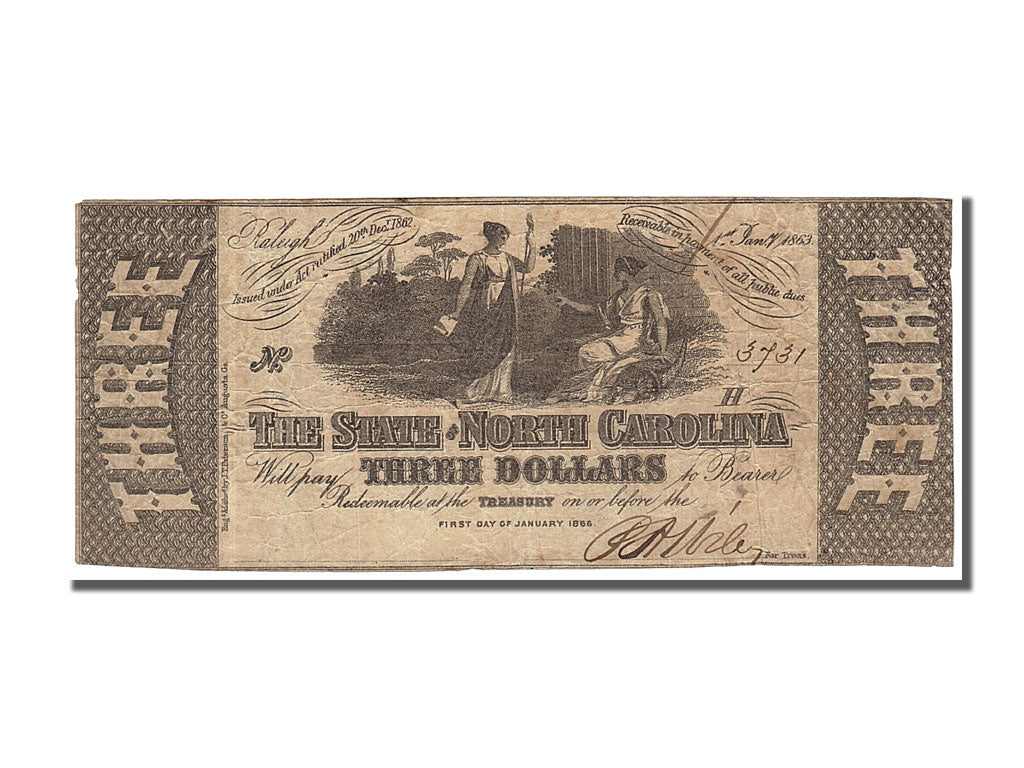 United States, 3 Dollars, 1863, 1863-01-01, VF(30-35)
