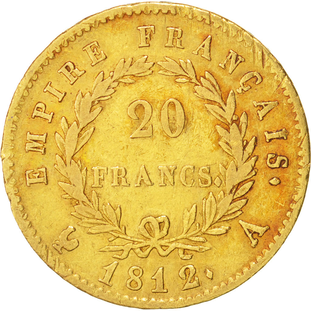 France, Napoléon I, 20 Francs, 1812, Paris,EF(40-45),Gold,KM:695.1,Gadoury1025
