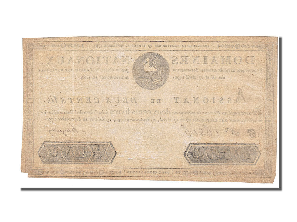 Banknote, France, 200 Livres, 1791, Hugues, 1791-09-12, AU(50-53), KM:A47