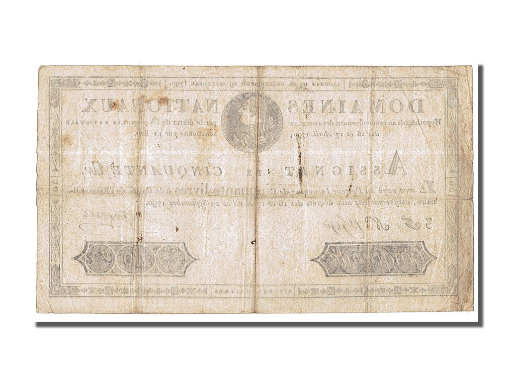 Geldschein, Frankreich, 50 Livres, 1790, Lacourtelle, 1790-09-29, SS, KM:A34