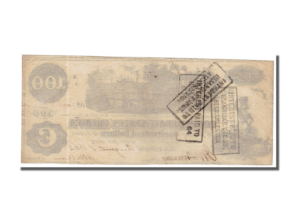 Billet, Confederate States of America, 100 Dollars, 1862, 1862-08-01, SUP