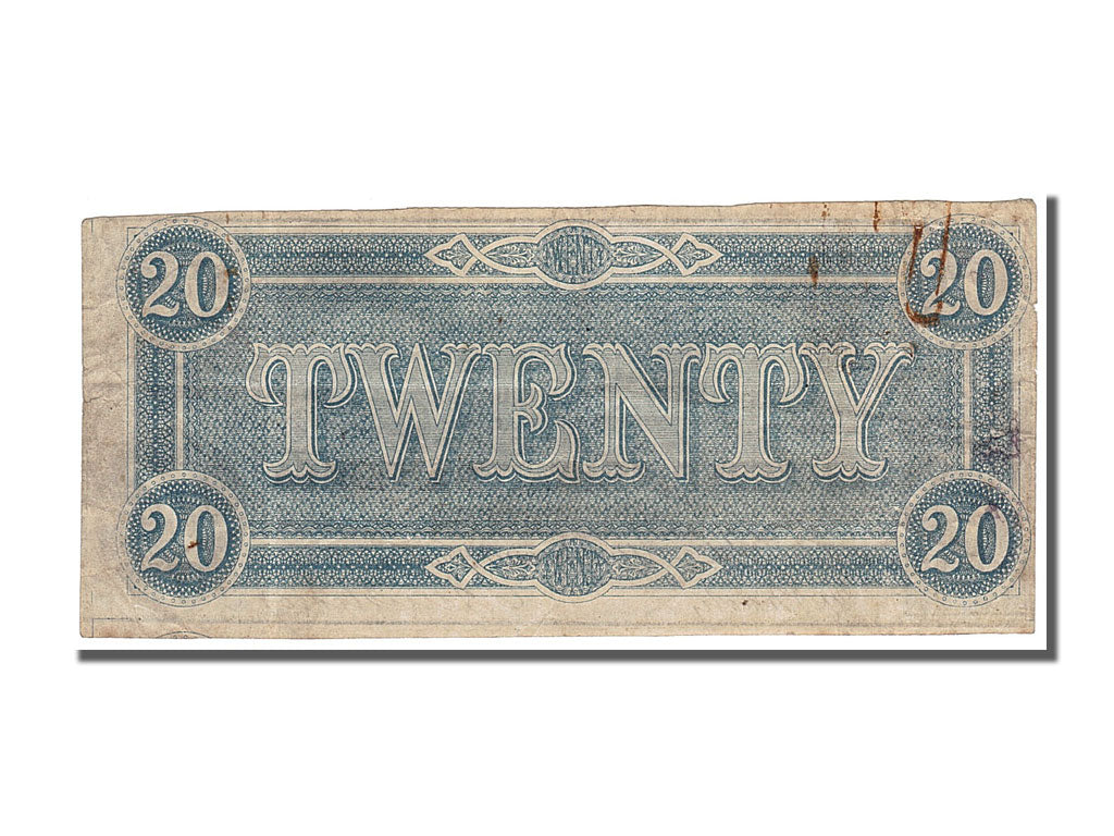 Biljet, Confederale Staten van Amerika, 20 Dollars, 1864, 1864-02-17, TTB+