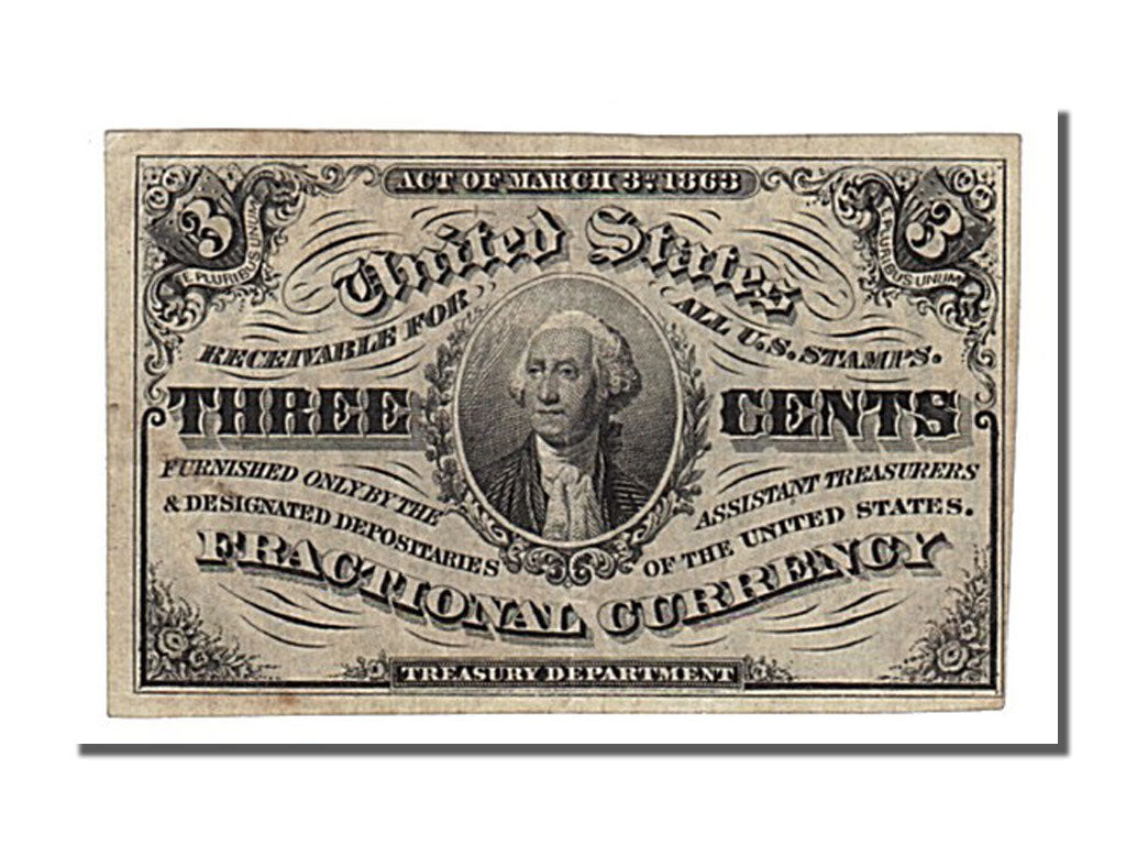 United States, 3 Cents, 1863, 1863-03-03, AU(55-58)