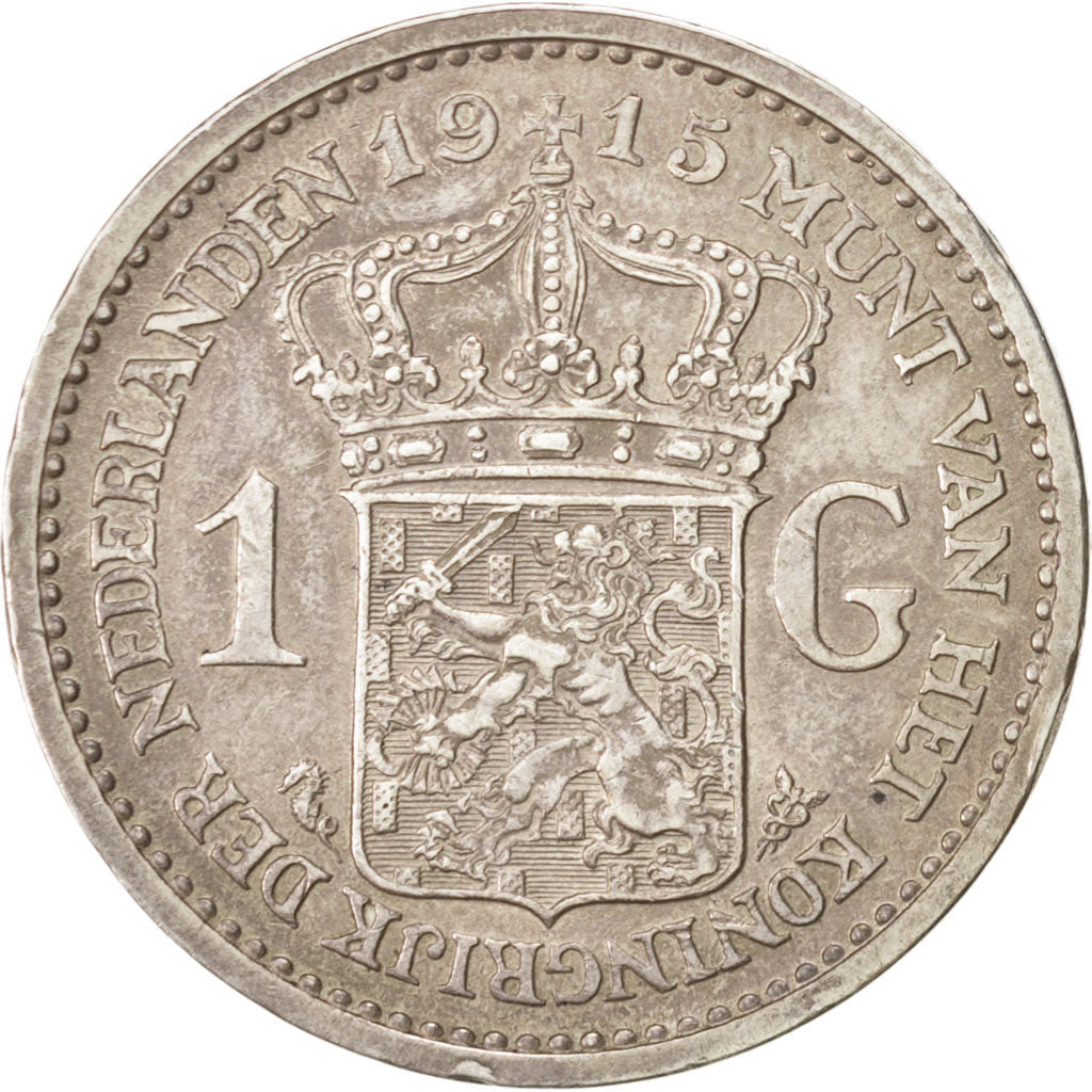 Netherlands, Wilhelmina I, Gulden, 1915, EF(40-45), Silver, KM:148
