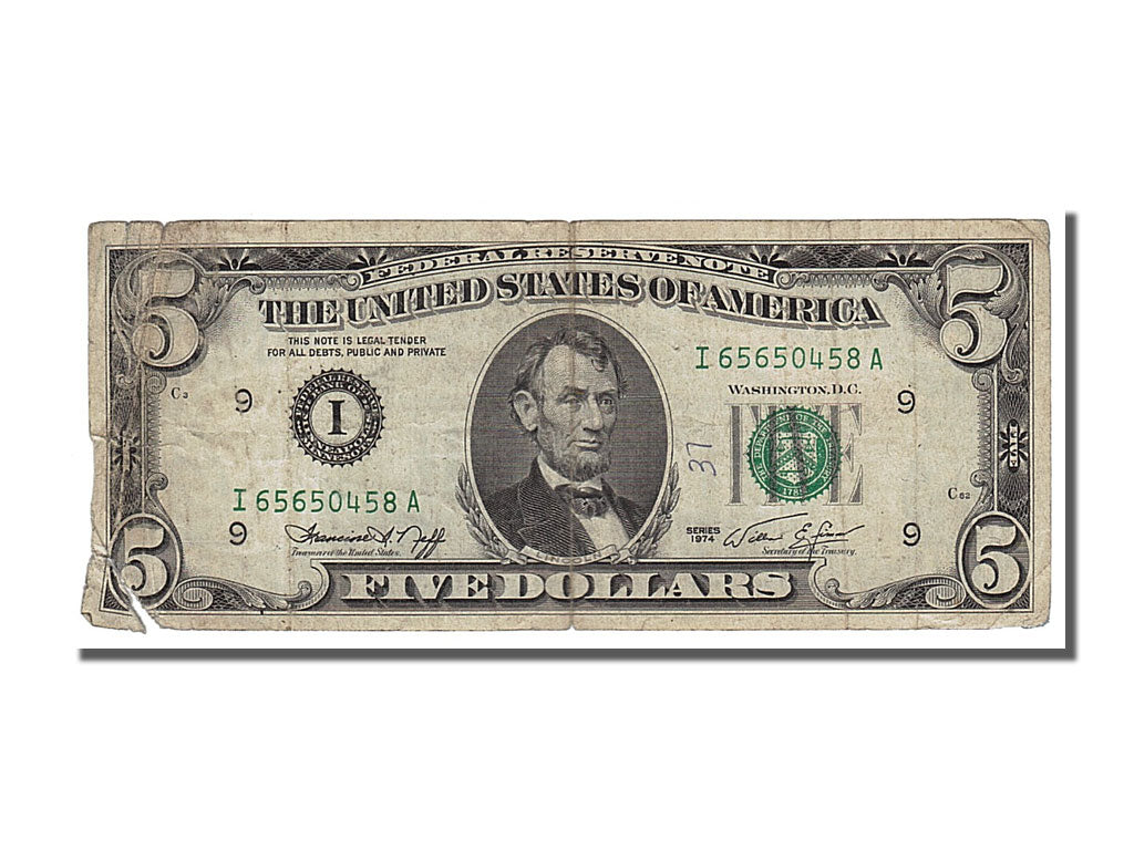United States, Five Dollars, 1974, KM #1944, F(12-15), I
