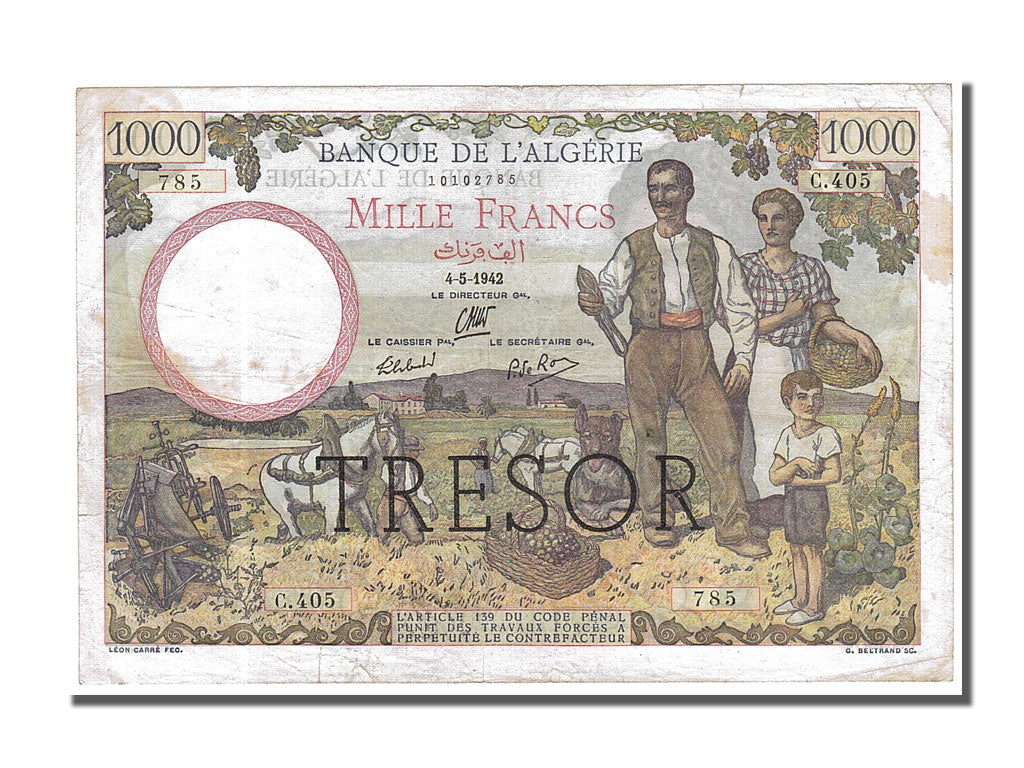 FRANCE, 1000 Francs, 1942, KM #112a, 1942-05-04, EF(40-45), Fayette #VF 10.1