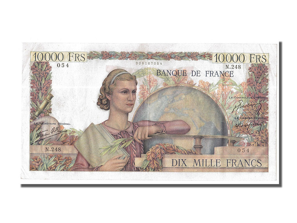 Banknote, France, 10,000 Francs, 10 000 F 1945-1956 ''Génie Français'', 1946