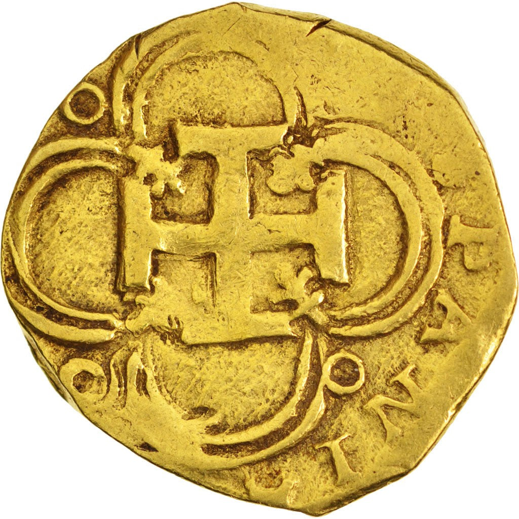 Spain, 2 Escudos, Undated, Sevilla, VF(30-35), Gold, mintmark S G