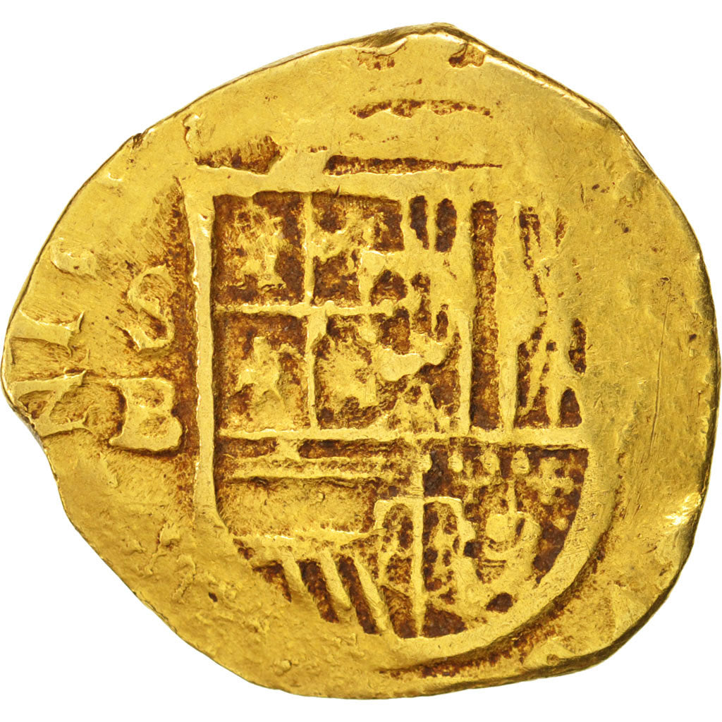Spain, 2 Escudos, Undated, Sevilla, EF(40-45), Gold, mintmark S B