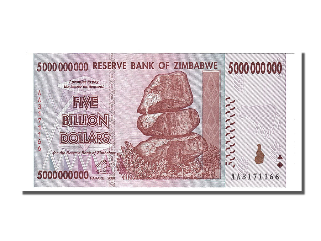 Banconote, Zimbabwe, 5 Billion Dollars, 2008, FDS