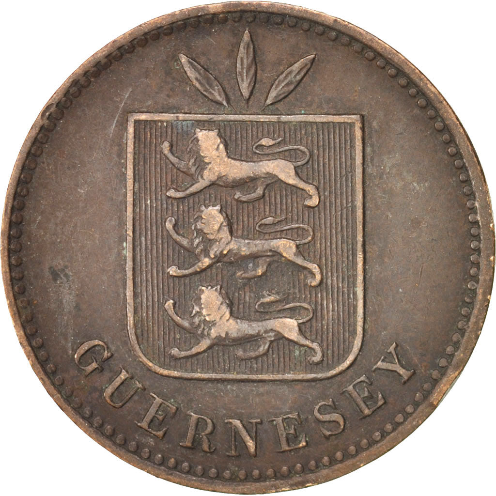 Guernsey, 4 Doubles, 1902, Heaton, Birmingham, EF(40-45), Bronze, KM:5