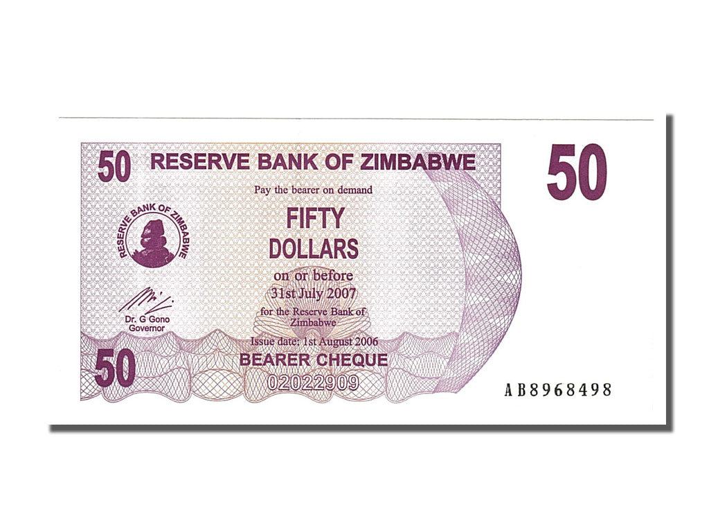 Banknote, Zimbabwe, 50 Dollars, 2006, 2006-08-01, UNC(65-70)