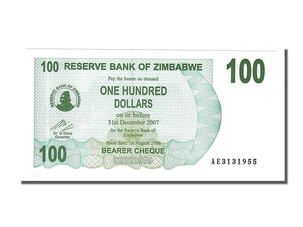 Banknote, Zimbabwe, 100 Dollars, 2006, 2006-08-01, UNC(65-70)