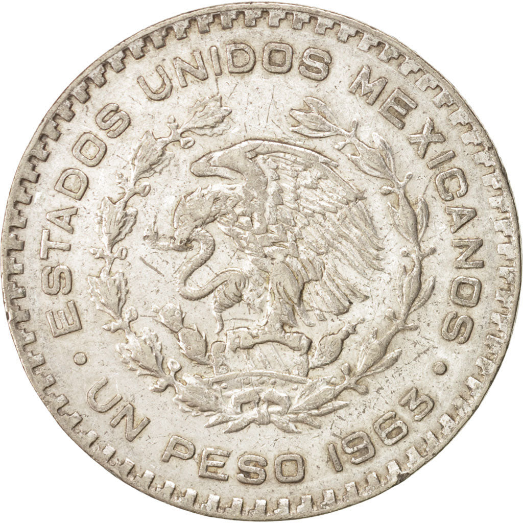 Coin, Mexico, Peso, 1963, Mexico City, EF(40-45), Silver, KM:459