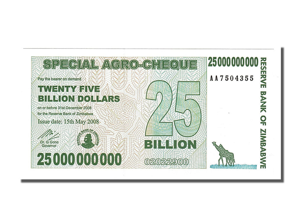 Banknote, Zimbabwe, 25 Billion Dollars, 2008, 2008-05-15, UNC(65-70)