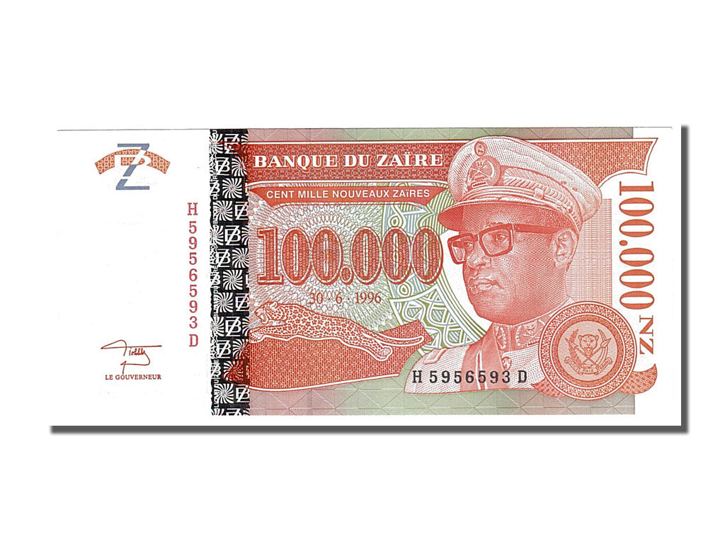 Banconote, Zaire, 100,000 Nouveaux Zaïres, 1996, 1996-06-30, FDS