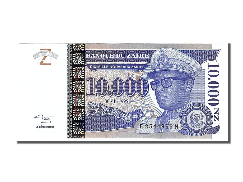 Banknote, Zaire, 10,000 Nouveaux Zaïres, 1995, 1995-01-30, UNC(65-70)