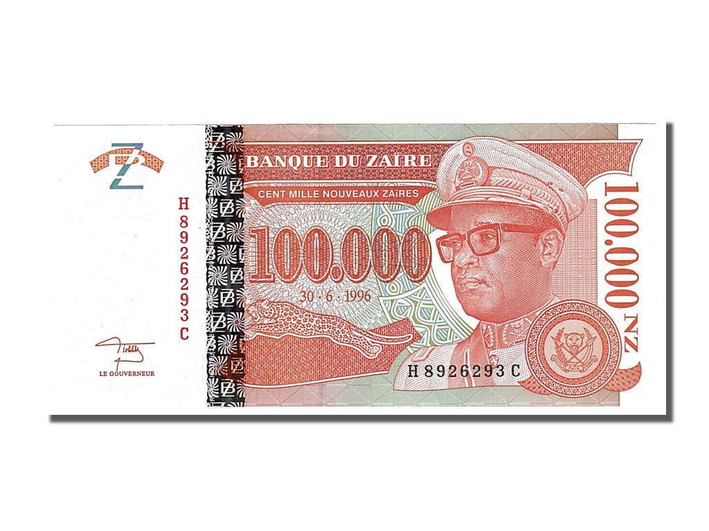 Banconote, Zaire, 100,000 Nouveaux Zaïres, 1996, 1996-06-30, FDS