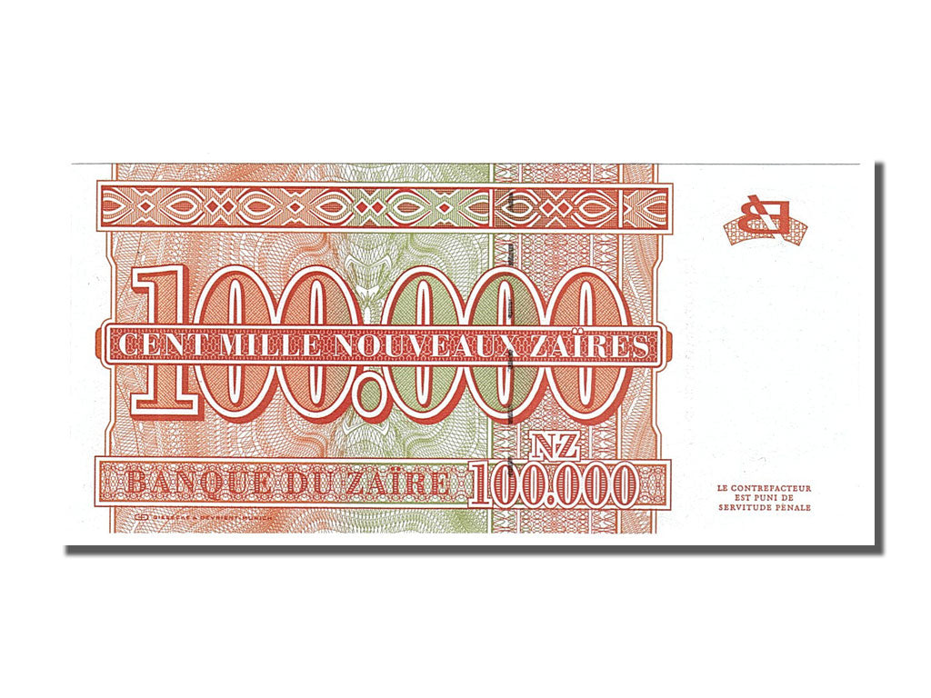 Banconote, Zaire, 100,000 Nouveaux Zaïres, 1996, 1996-06-30, FDS