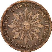 Uruguay, Centesimo, 1869, Paris, EF(40-45), Bronze, KM 11