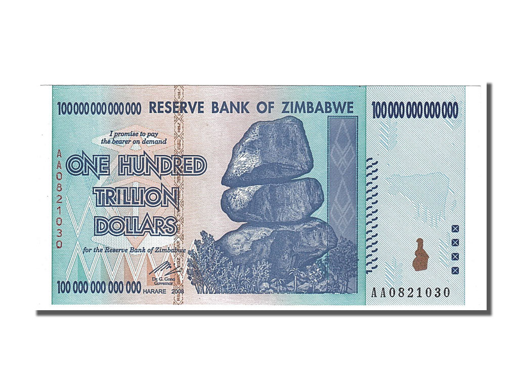 Zimbabwe, 100 Trillion Dollars, 2008, KM #91, UNC(65-70), AA