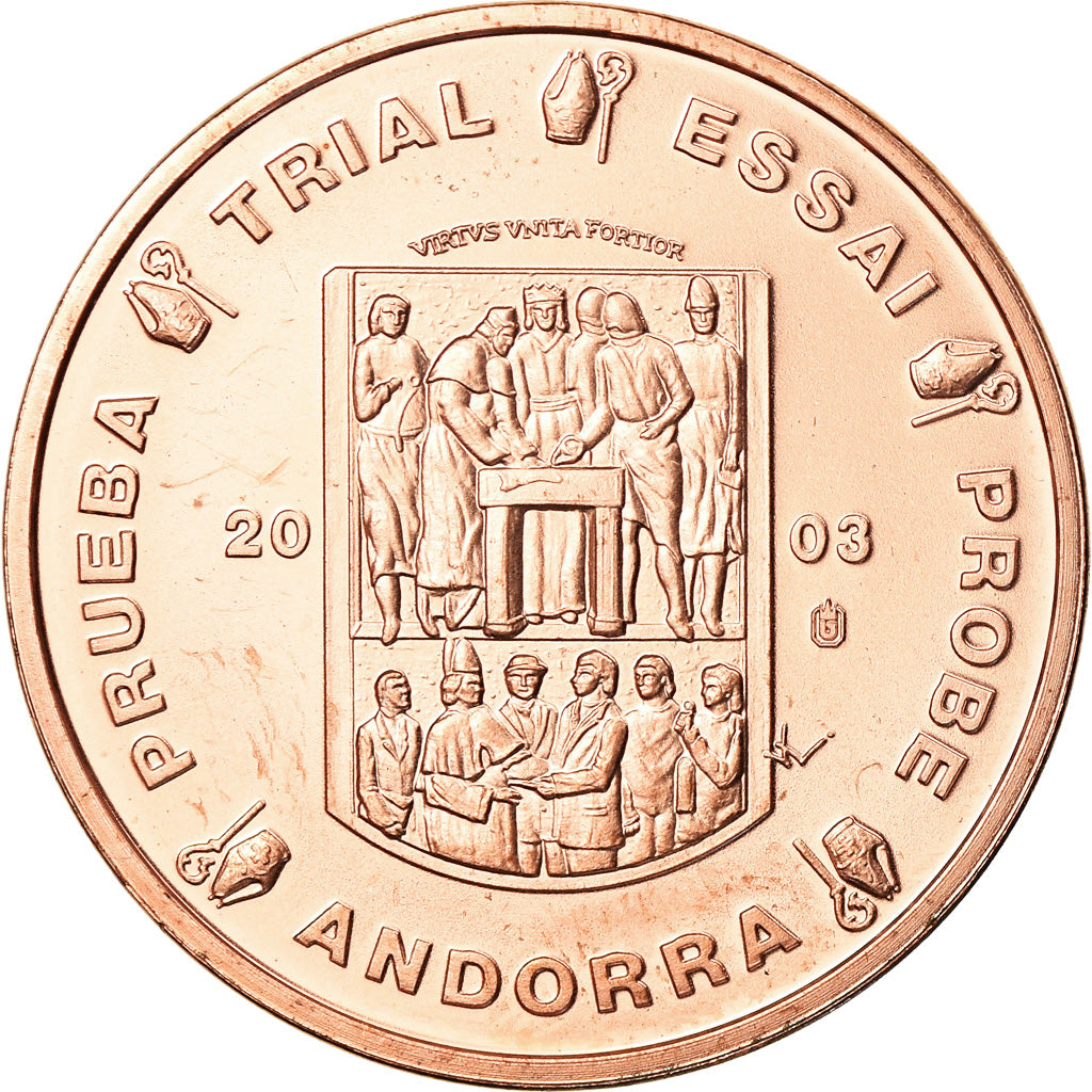 Andorra, Medal, 5 C, Essai-Trial, 2003, MS(64), Copper
