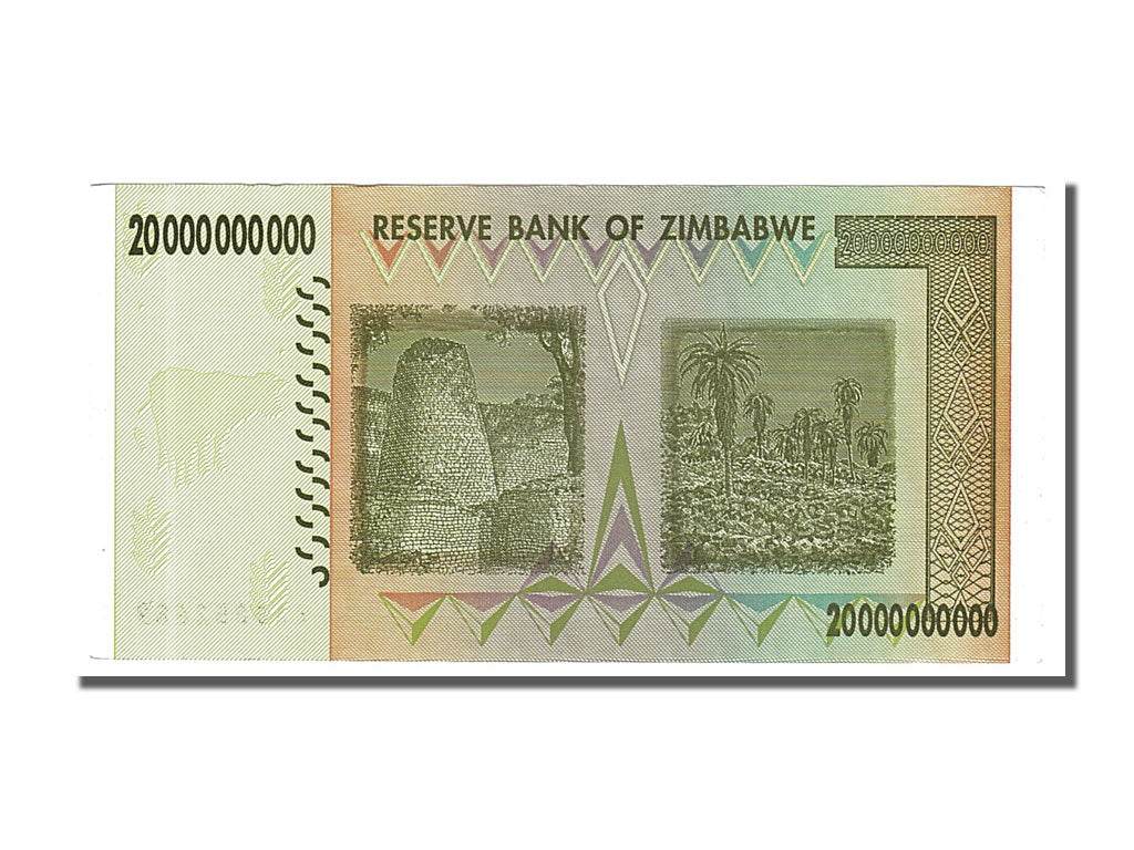 Billete, 20 Trillion Dollars, 2008, Zimbabue, UNC