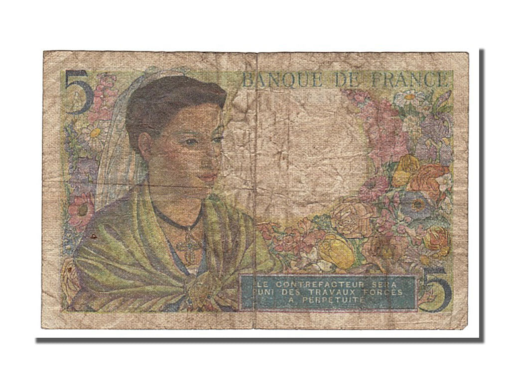 France, 5 Francs, 5 F 1943-1947 ''Berger'', 1943, KM #98a, 1943-11-25,...