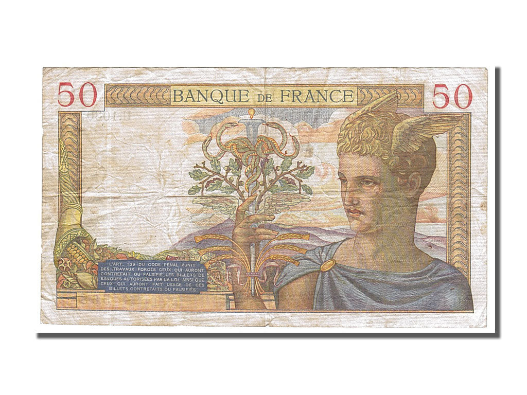 Francia, 50 Francs, 50 F 1934-1940 ''Cérès'', 1939, KM:85b, 1939-06-15, MB+...