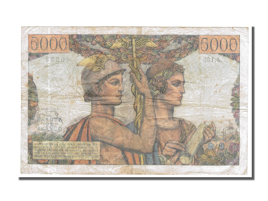 Banknot, Francja, 5000 Francs, Terre et Mer, 1953, 1953-07-02, EF(40-45)