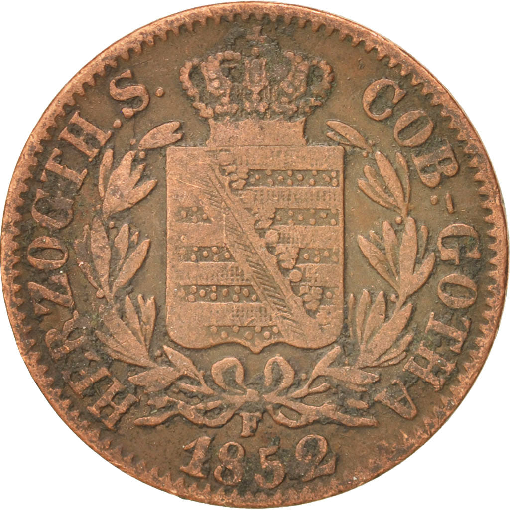 German States, SAXE-COBURG-GOTHA, Ernst II, 2 Pfennig, 1852, Dresden, KM 104