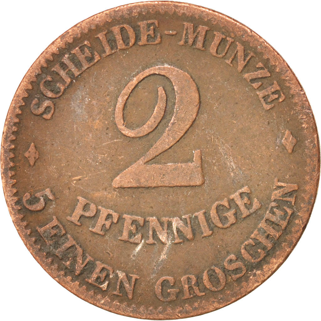 German States, SAXE-COBURG-GOTHA, Ernst II, 2 Pfennig, 1852, Dresden, KM 104