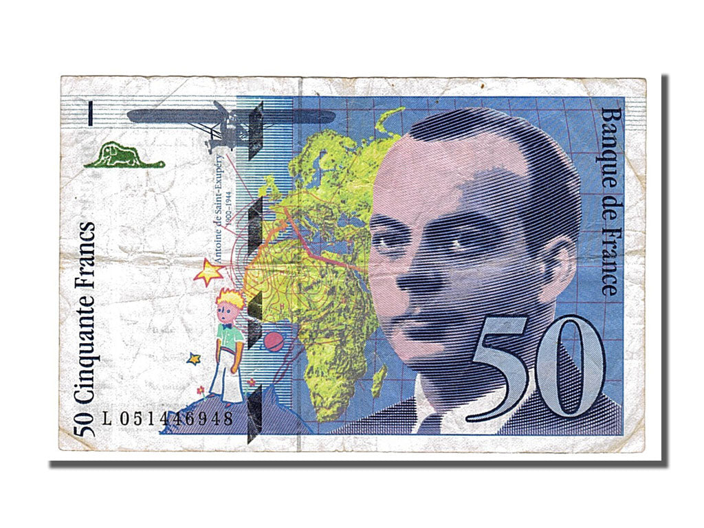 France, 50 Francs, 50 F 1992-1999 ''St Exupéry'', 1999, KM #157Ad, EF(40-45), L,
