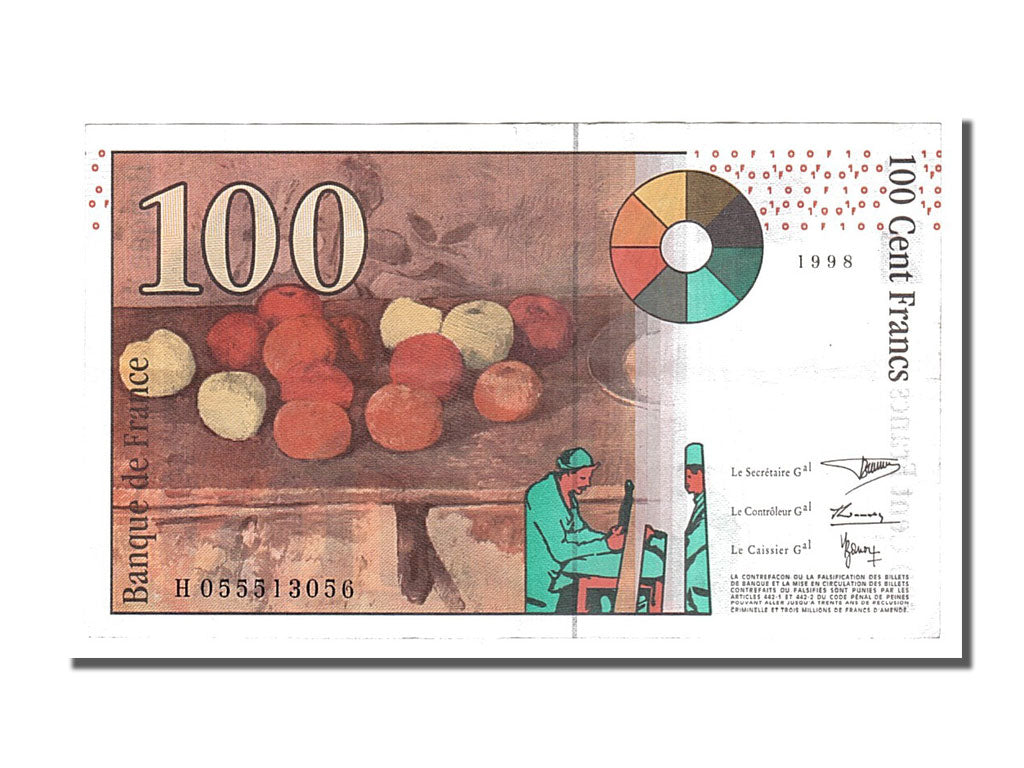 France, 100 Francs, 100 F 1997-1998 ''Cézanne'', 1998, KM #158a, AU(55-58), H, F