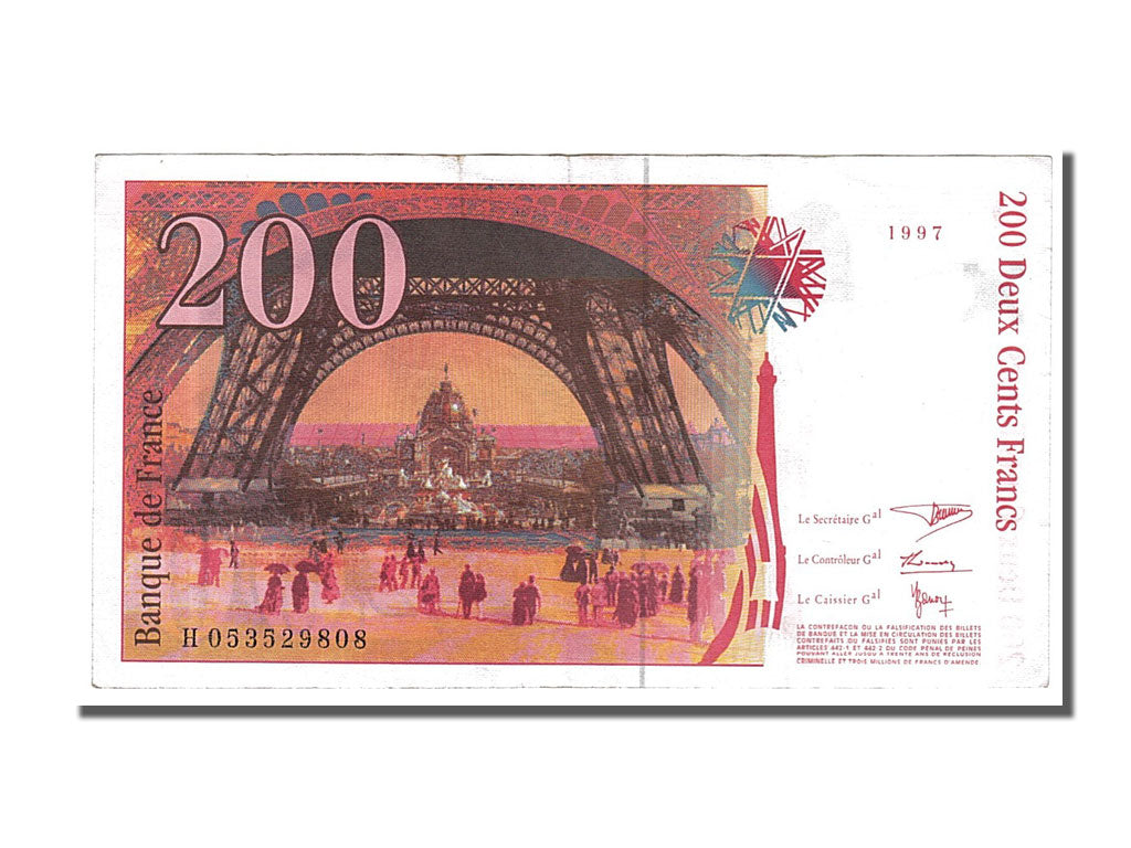 France, 200 Francs, 200 F 1995-1999 ''Eiffel'', 1997, KM #159b, AU(55-58), H,...