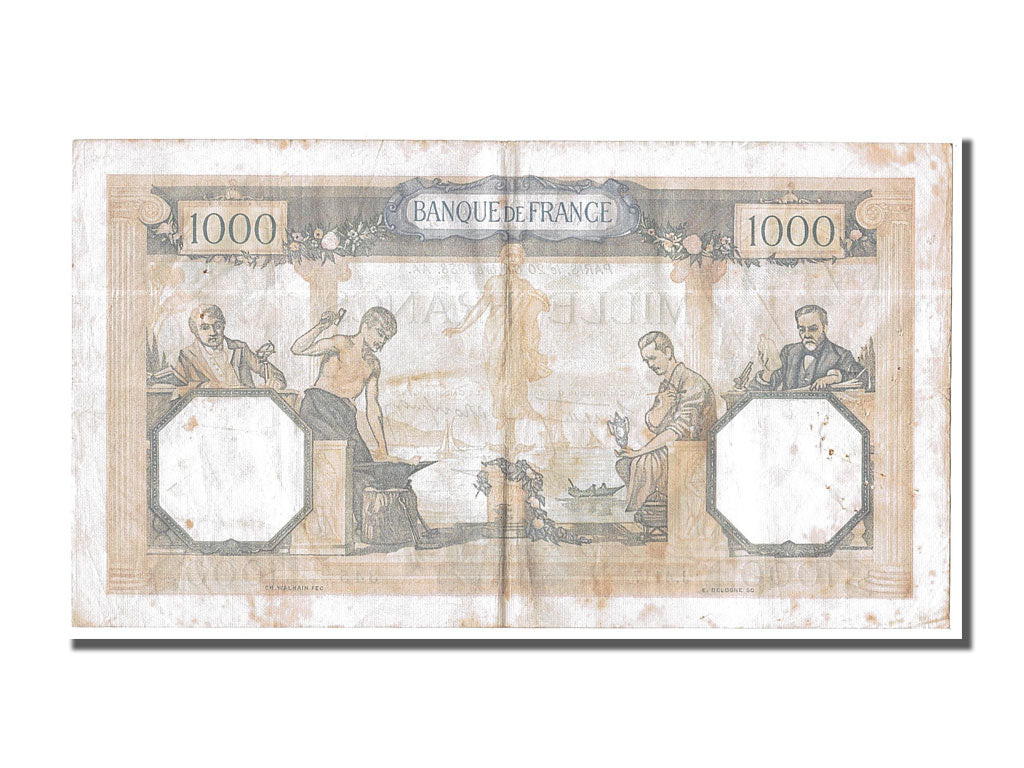 France, 500 Francs, 1 000 F 1927-1940 ''Cérès et Mercure'', 1938, KM #88c, 1...