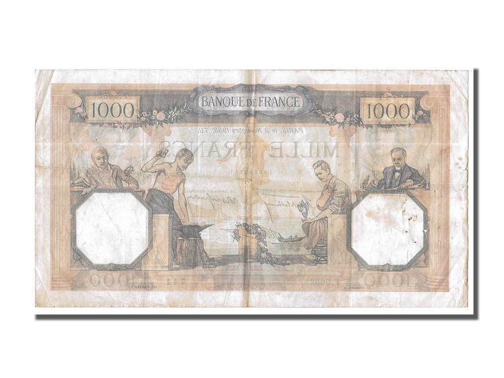 Francia, 500 Francs, 1 000 F 1927-1940 ''Cérès et Mercure'', 1938, KM:88c,...