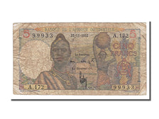 French West Africa, 5 Francs, 1953, KM #36, 1953-11-21, VF(30-35), A.172