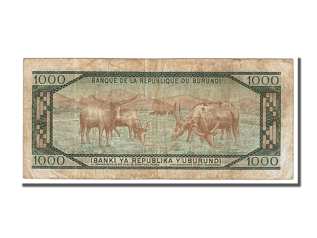 Burundi, 1000 Francs, 1989, KM #31d, 1989-10-01, EF(40-45), U