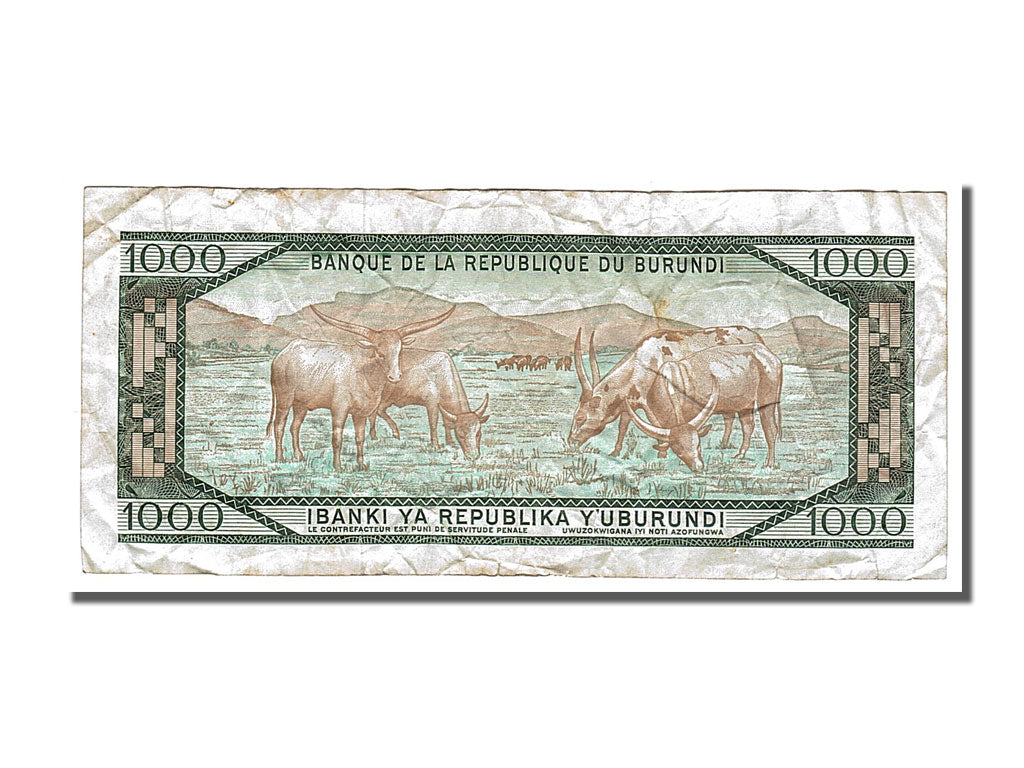 Burundi, 1000 Francs, 1991, KM #31d, 1991-10-01, EF(40-45), W
