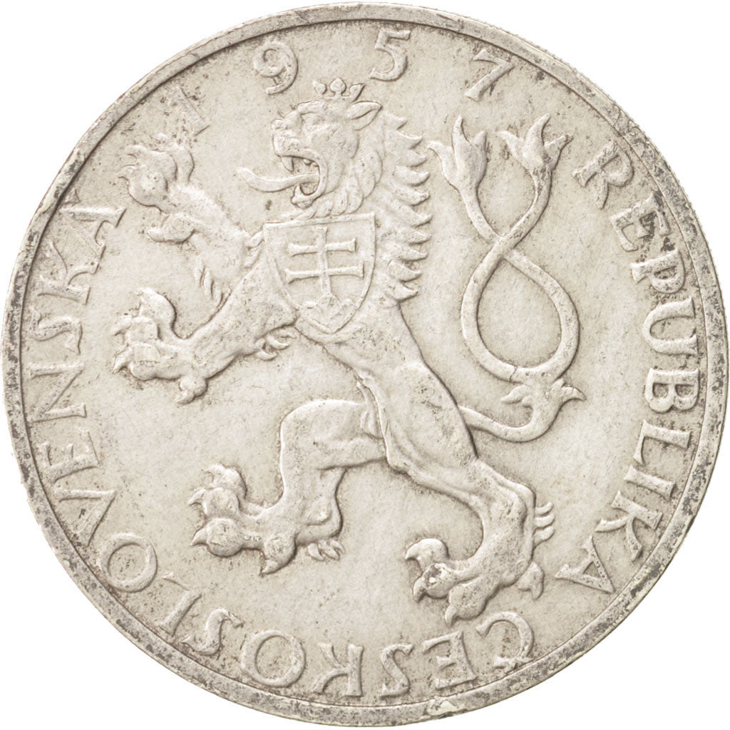 Czechoslovakia, 10 Korun Komensky, 1957, AU(50-53), Silver, KM:48