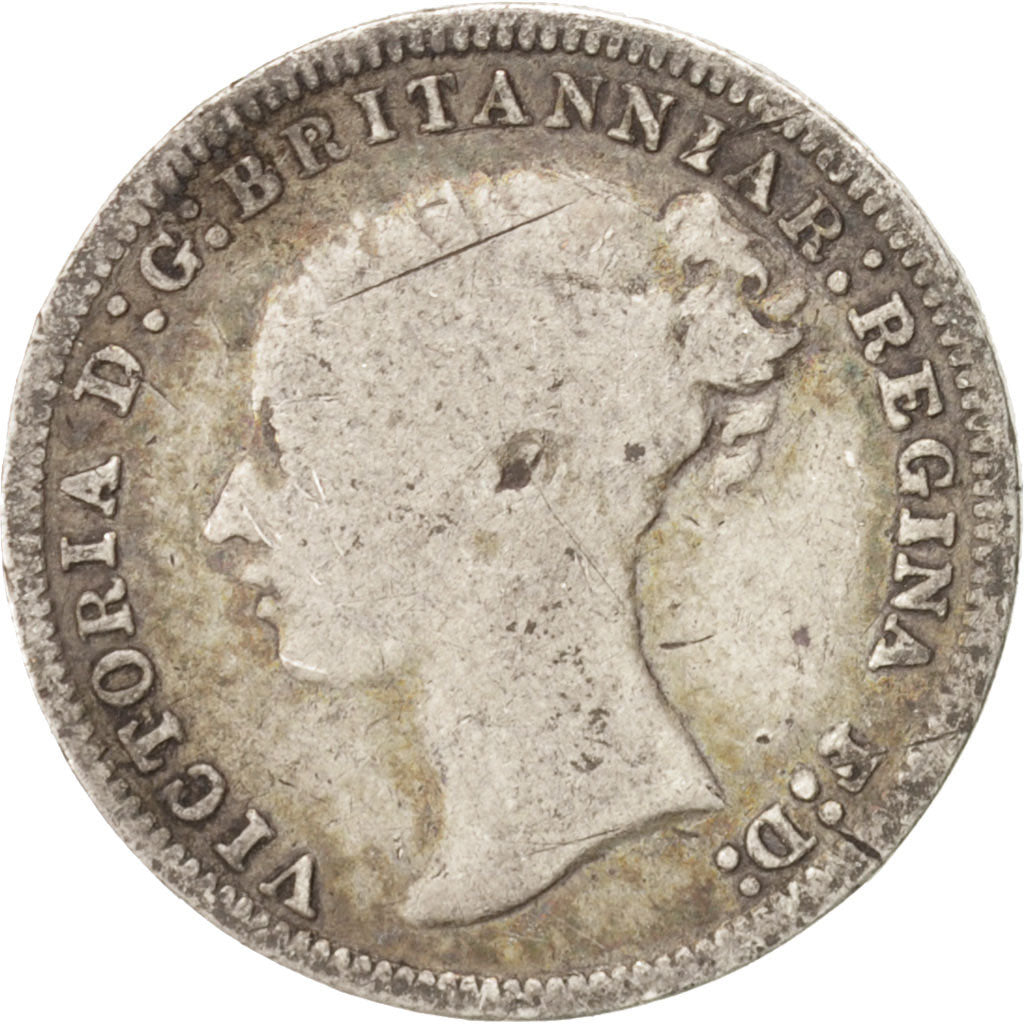 Great Britain, Victoria, 3 Pence, 1876, VF(20-25), Silver, KM 730