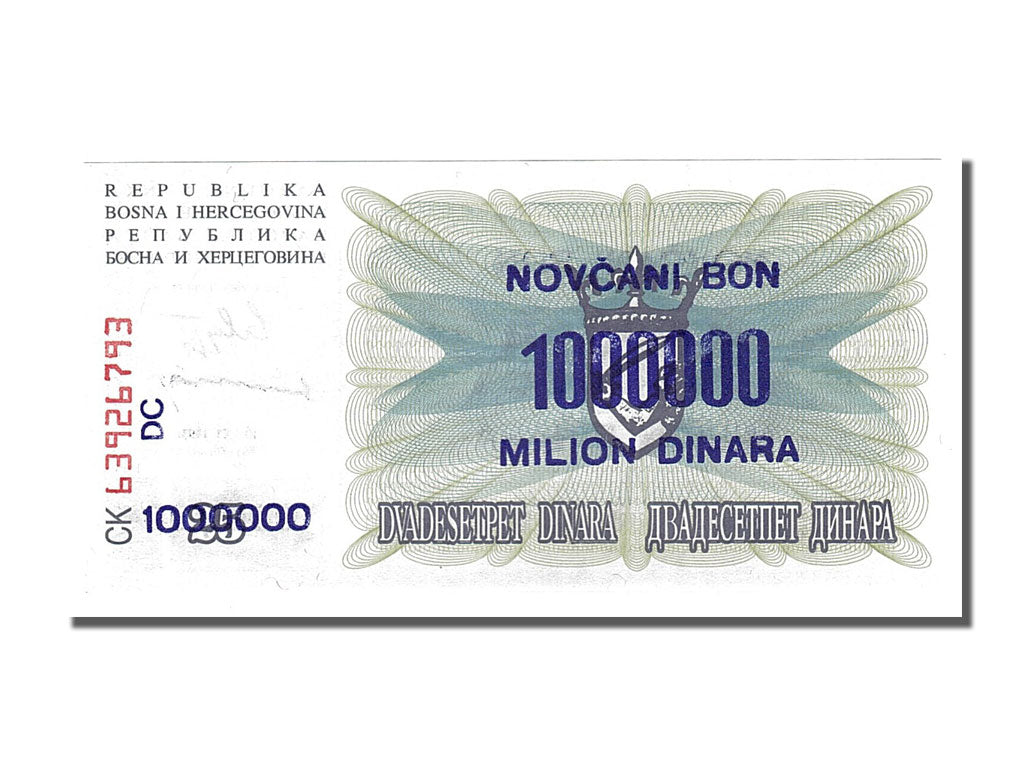 Banconote, Bosnia - Erzegovina, 1,000,000 Dinara, 1993, 1993-11-10, FDS