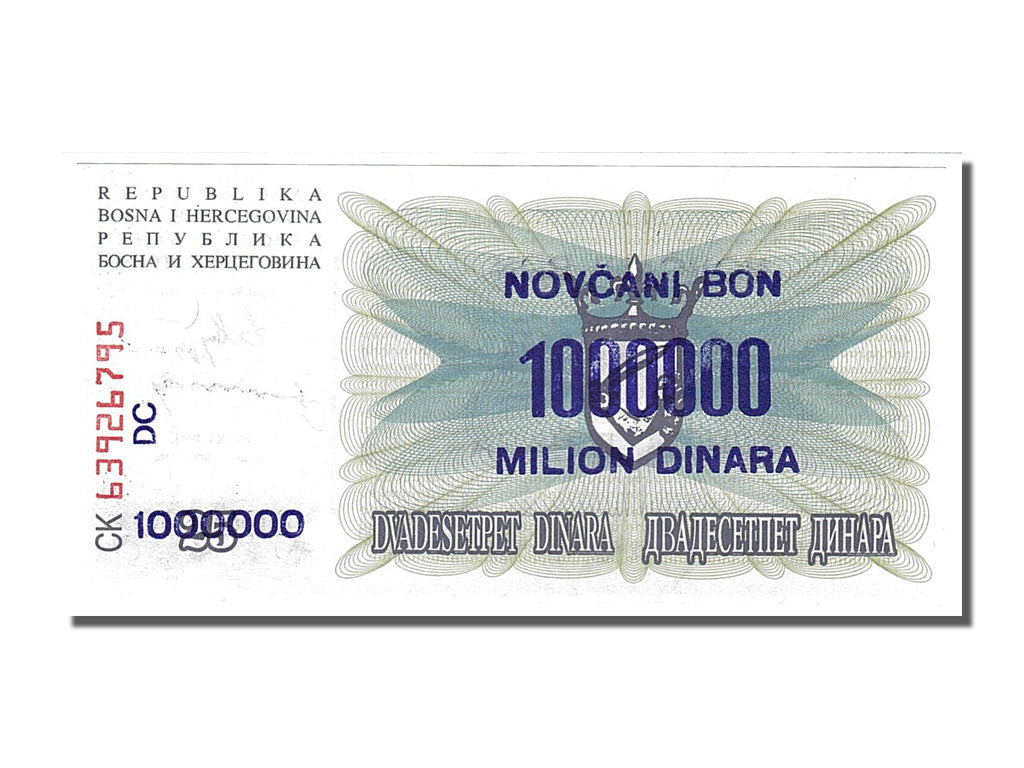 Banconote, Bosnia - Erzegovina, 1,000,000 Dinara, 1993, 1993-11-10, FDS